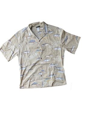 Vintage DukeBoys America Fish-Print Short Sleeve Men's Shirt